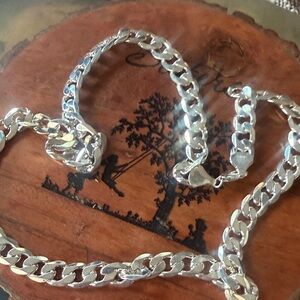 Sterling Silver Curb Chain Necklace - Men Accessories Jewelry - Silver